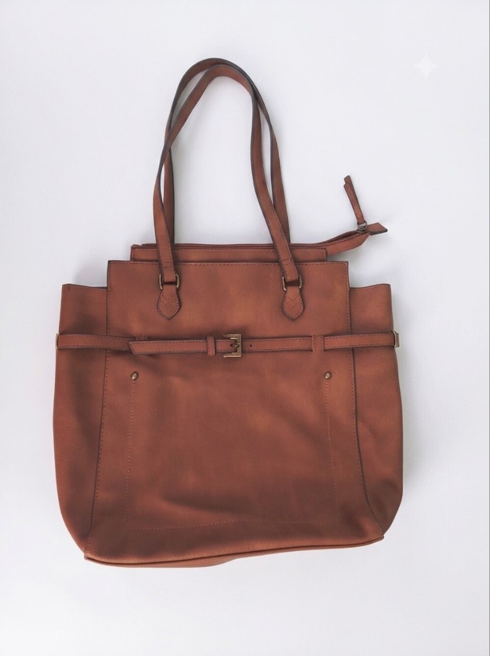 Check The Description,Classic Tan Leather Tote Bag - Structured Everyday Handbag - Picture 2 of 11